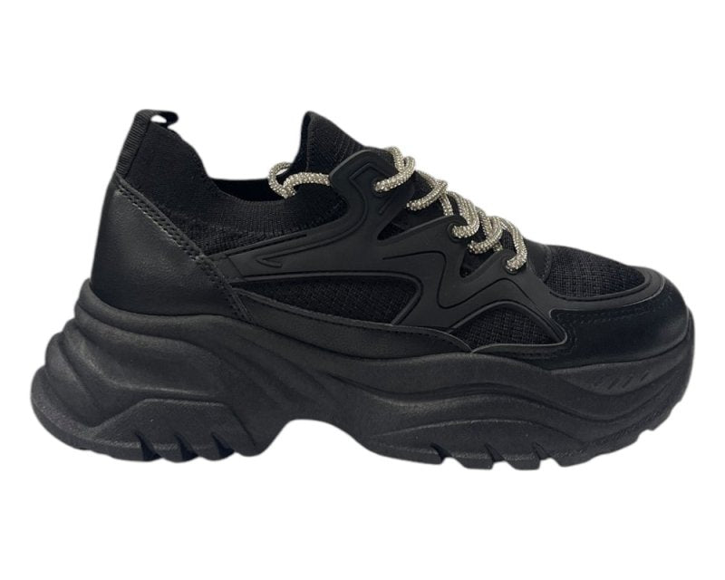 Chunky Sole Diamante Lace Trainers Secondary image