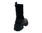 Chunky Sole Faux Leather Knitted Ankle Boots - Boots - British D'sire