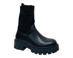 Chunky Sole Faux Leather Knitted Ankle Boots - Boots - British D'sire