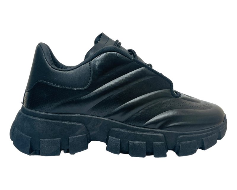 Chunky Sole Faux Leather Lace Up Trainers Secondary image