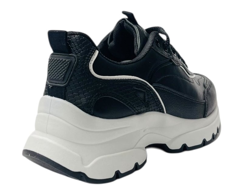 Chunky Sole Faux Leather Lace Up Trainers - Trainers - British D'sire