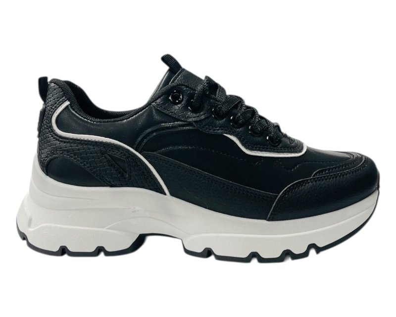 Chunky Sole Faux Leather Lace Up Trainers - Trainers - British D'sire