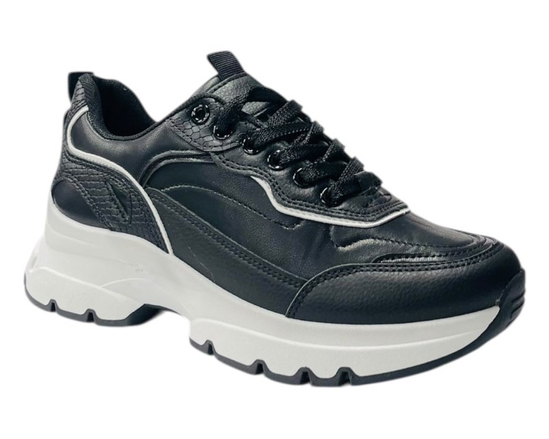 Chunky Sole Faux Leather Lace Up Trainers Secondary image