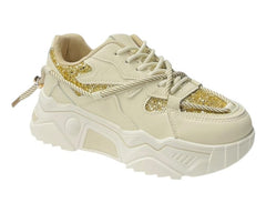 Chunky Sole Glitter Lace Up Trainers - Trainers - British D'sire