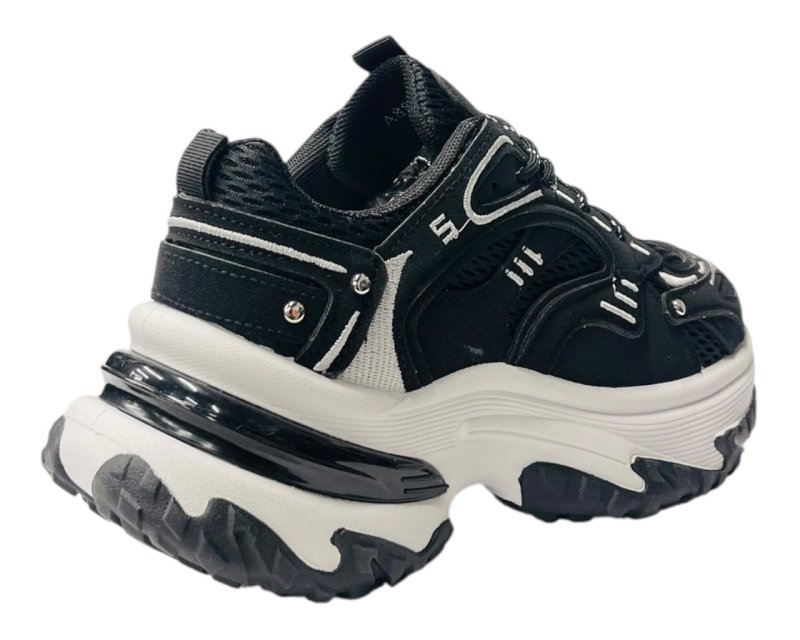 Chunky Sole Lace Up Faux Leather Trainers - Trainers - British D'sire