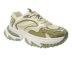 Chunky Sole Lace Up Faux Leather Trainers - Trainers - British D'sire