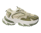 Chunky Sole Lace Up Faux Leather Trainers - Trainers - British D'sire