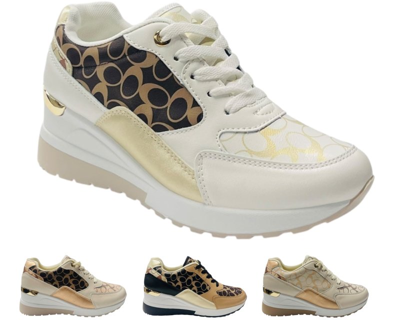 Chunky Sole Lace Up Wedge Trainers - Trainers - British D'sire Main image