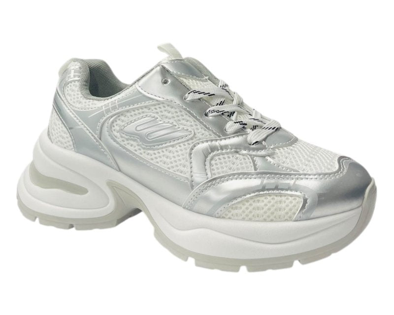 Chunky Sole Mesh Lace Up Sports Trainers - Trainers - British D'sire