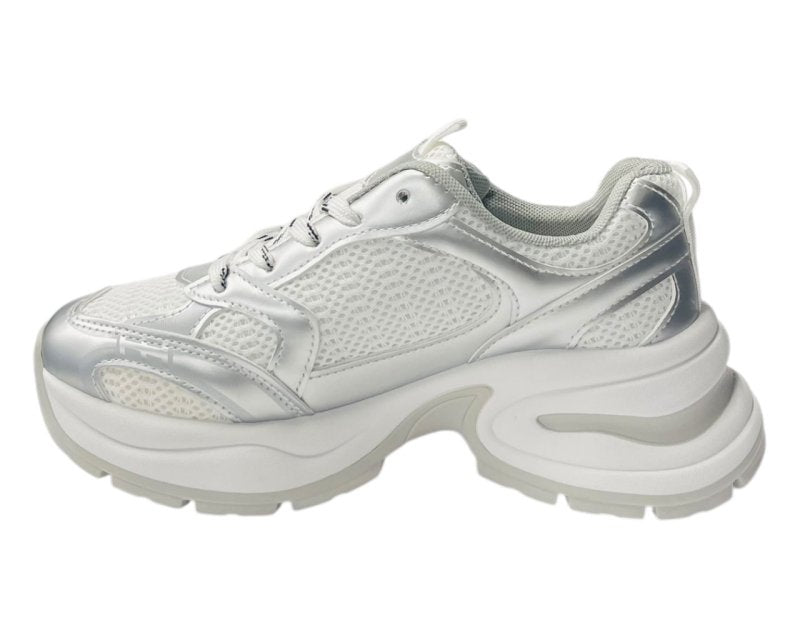 Chunky Sole Mesh Lace Up Sports Trainers - Trainers - British D'sire