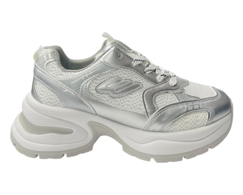 Chunky Sole Mesh Lace Up Sports Trainers - Trainers - British D'sire