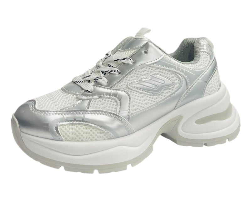 Chunky Sole Mesh Lace Up Sports Trainers - Trainers - British D'sire