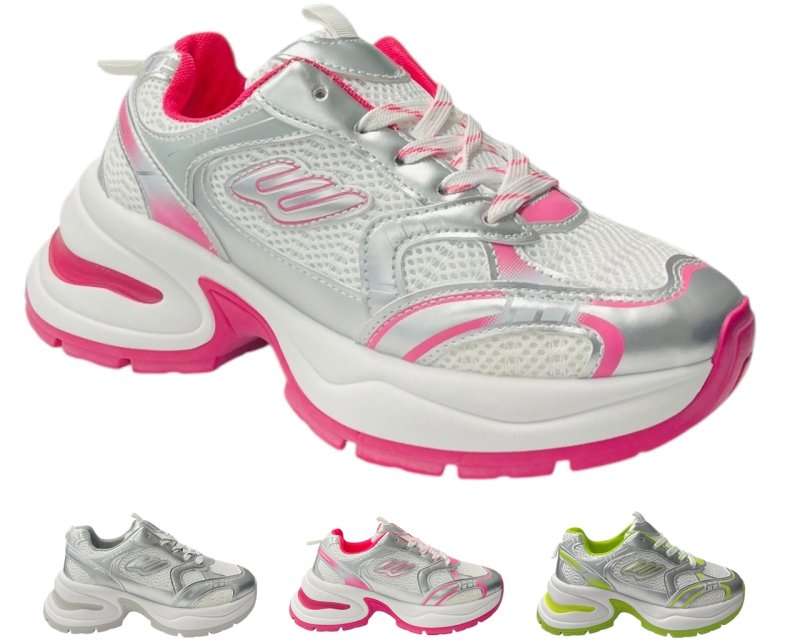 Chunky Sole Mesh Lace Up Sports Trainers - Trainers - British D'sire Main image
