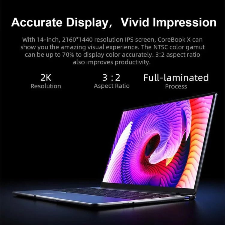 CHUWI CoreBook X Laptop, 14 inch, 8GB+512GB, Windows 10 Home, Intel Core i5 - 8259U Quad Core 2.3GHz - 3.8GHz, Support Dual Band WiFi / Bluetooth / TF Card Extension (Dark Gray) - British D'sire