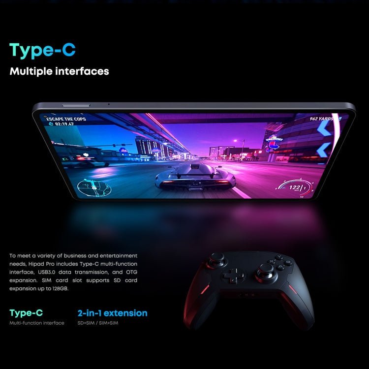 CHUWI HiPad Pro 4G LTE Tablet PC, 10.8 inch, 8GB+128GB, Without Keyboard, Android 11, Qualcomm Snapdragon 662 Octa Core up to 2.0GHz, Support Dual SIM & Bluetooth & WiFi & TF Card (Black+Blue) - British D'sire