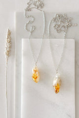 Citrine Crystal Pendant Necklace in Silver - Necklaces - British D'sire