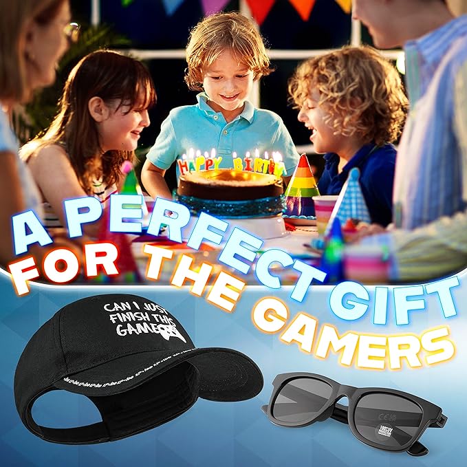 CityComfort Baseball Cap and Kids Sunglasses Set 100% UV Protection, Gamer Boys Hat Boys Summer Accessories Gaming Gifts Black - British D'sire