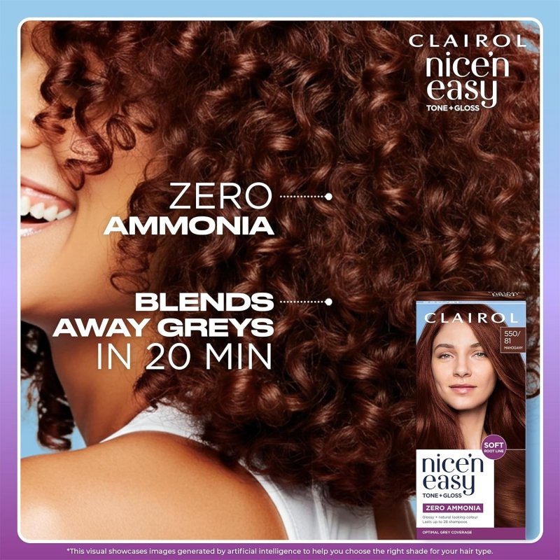 Clairol Nice'n Easy Tone+Gloss Semi Permanent Hair Dye - 550/81 Mahogany - Hair dye - British D'sire