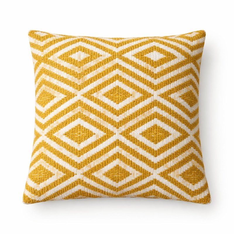 Classic Cushion Cover - Mustard Diamonds - 45x45cm - Rag Rug Cushion Covers - British D'sire Main image