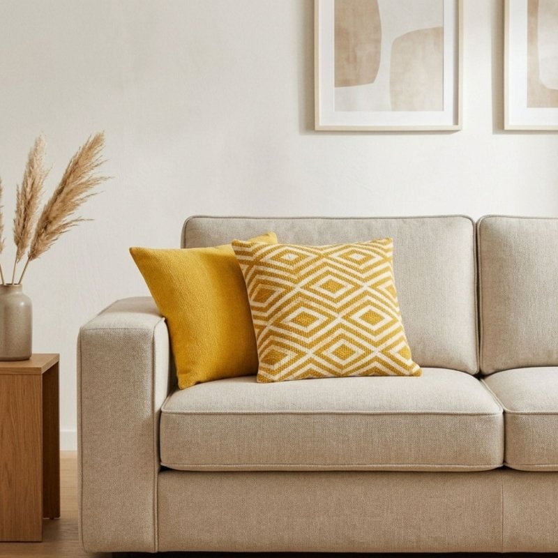 Classic Cushion Cover - Mustard Diamonds - 45x45cm Secondary image