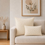 Classic Cushion Cover - Neutral Geo Creme - 30x50cm - Lumber Style - Classic Indian Cushion Covers - British D'sire