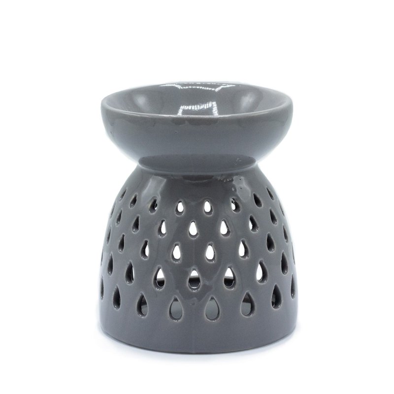 Classic Oil Burner - Teardrops Cutout - Grey - Cool Designs Oil Burners - British D'sire