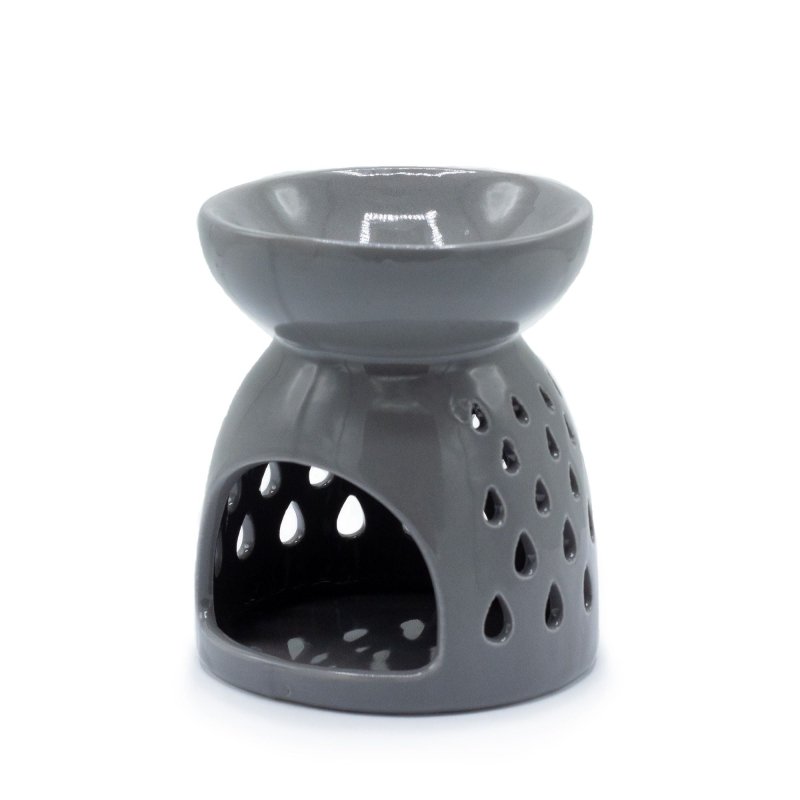 Classic Oil Burner - Teardrops Cutout - Grey - Cool Designs Oil Burners - British D'sire