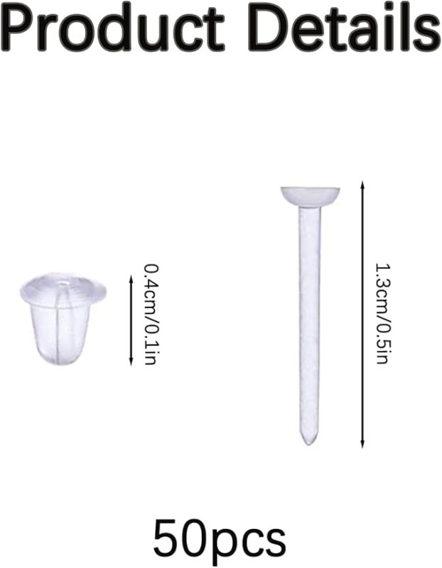 Clear Plastic Stud Earrings, Hypo Allergenic Studs, Earring Trays 12x5mm, Transparent in Colour, With Silicone Back 100/250pcs - UK Clear Plastic Stud Earrings, Hypo Allergenic Studs, Earring Trays 12x5mm, Transparent in Colour, With Silicone Back 100/250pcs - UK