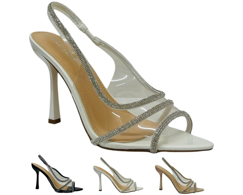 Clear Perspex Diamante Slingback Sandals - Heels - British D'sire Main image