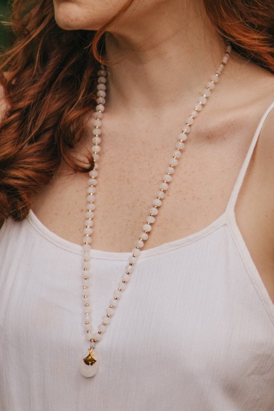 Xander Kostroma Clear Quartz Longer Length Necklace with Detailed Design- 76 cm| 925 Sterling Silver | Healing Crystal Necklace | Boho-Chic Jewelry for Wellness & Energy Secondary image