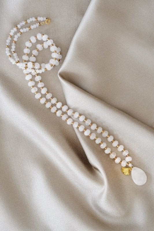 Clear Quartz Longer Length Necklace with Detail - Necklaces - British D'sire Main image
