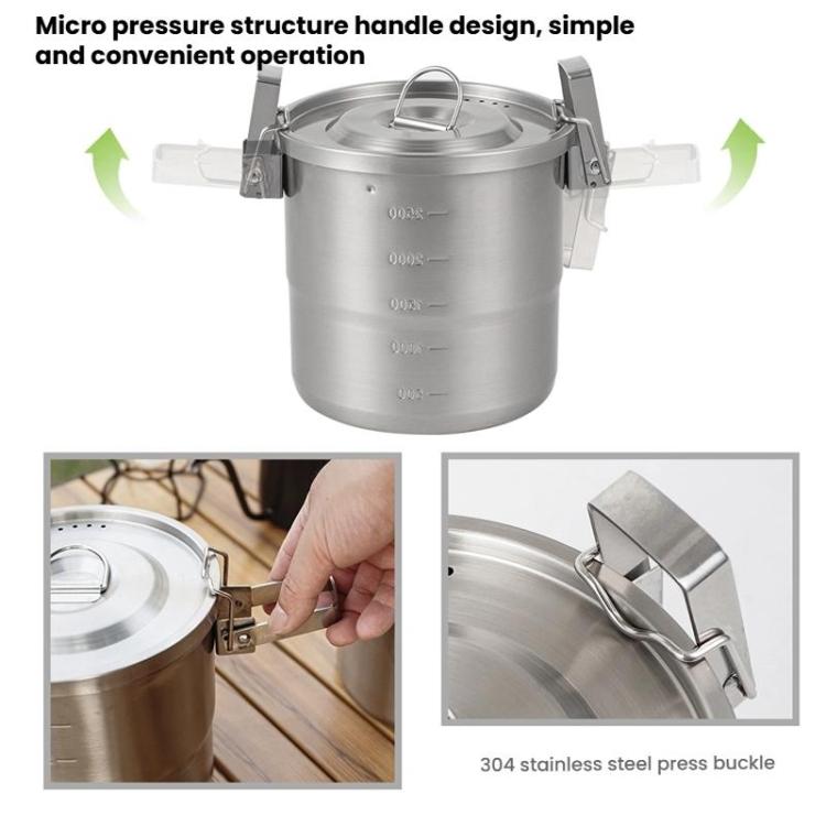 CLS Dual-ear 3000ml 16cm Heightened Outdoor Pots 304 Stainless Steel Outdoor Cooking Kettles - British D'sire