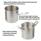 CLS Dual-ear 3000ml 16cm Heightened Outdoor Pots 304 Stainless Steel Outdoor Cooking Kettles - British D'sire