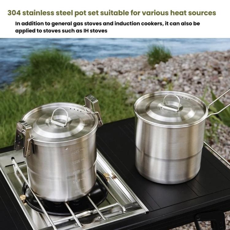 CLS Dual-ear 3000ml 16cm Heightened Outdoor Pots 304 Stainless Steel Outdoor Cooking Kettles - British D'sire