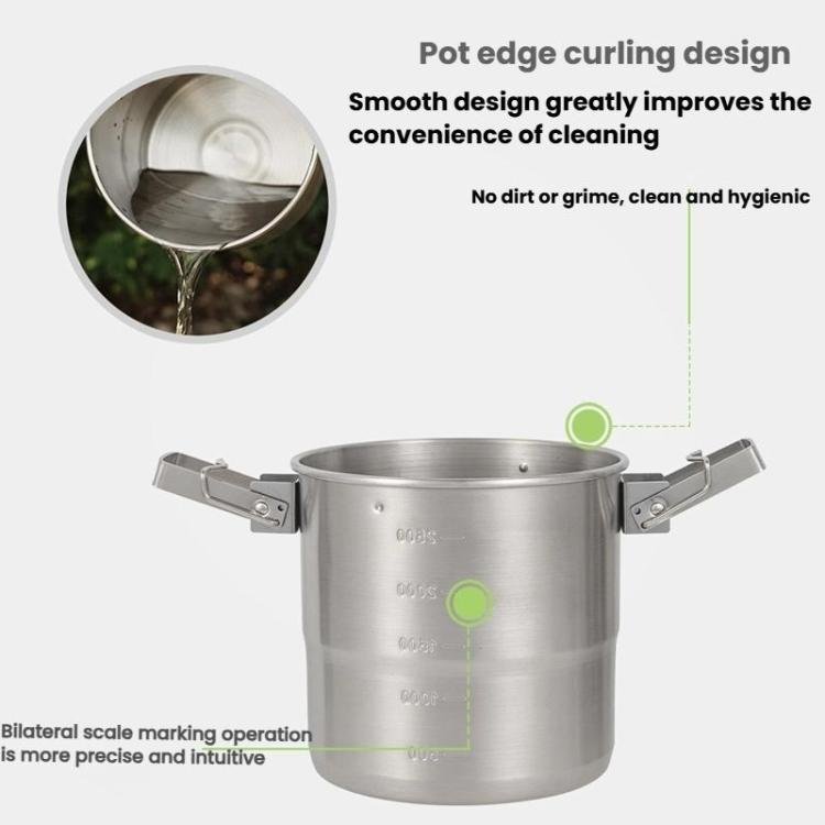CLS Dual-ear 3000ml 16cm Heightened Outdoor Pots 304 Stainless Steel Outdoor Cooking Kettles - British D'sire