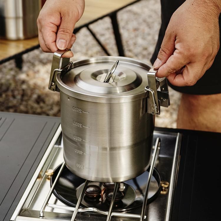 CLS Dual-ear 3000ml 16cm Heightened Outdoor Pots 304 Stainless Steel Outdoor Cooking Kettles - British D'sire