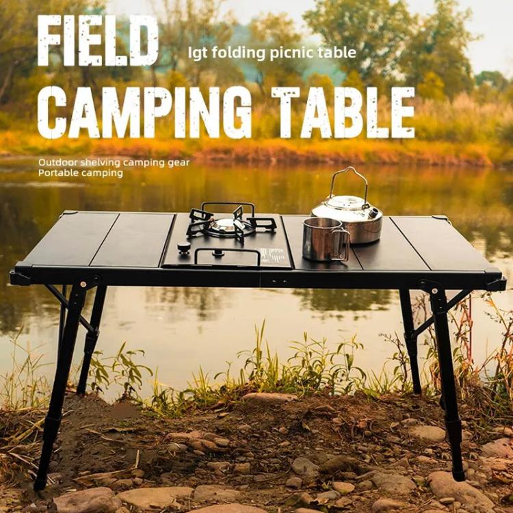 CLS Outdoor Aluminum Egg Roll Table Camping Folding Table, Style: 8245 6 Plates - British D'sire