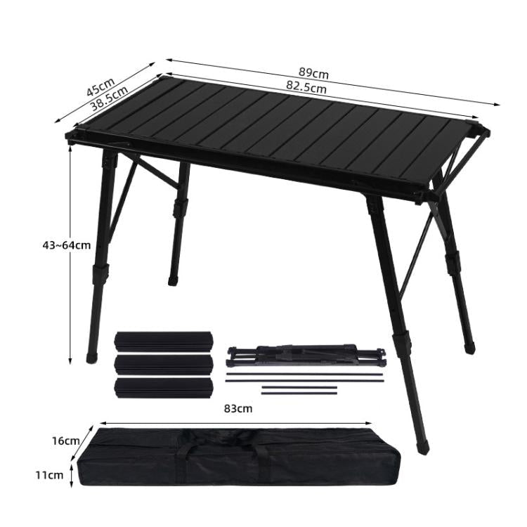 CLS Outdoor Aluminum Egg Roll Table Camping Folding Table, Style: 8744 Black - British D'sire