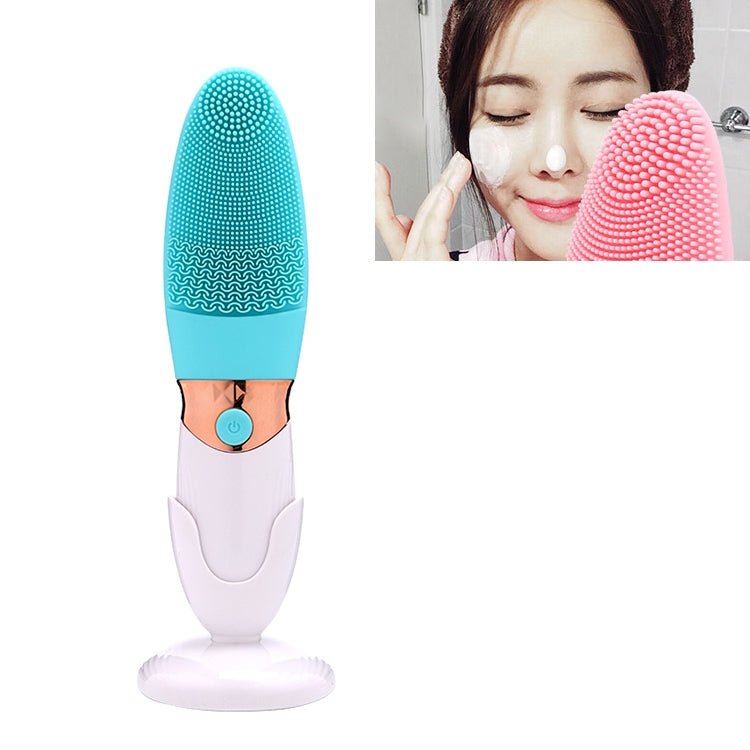 CNaier AE - 618 Battery - powered Silicone Acoustic Wave Face Skin Care Electric Facial Cleanser (Blue) - British D'sire Main image