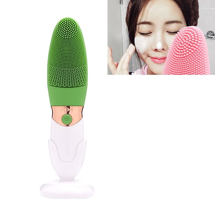 CNaier AE - 618 Battery - powered Silicone Acoustic Wave Face Skin Care Electric Facial Cleanser (Green) - British D'sire Main image