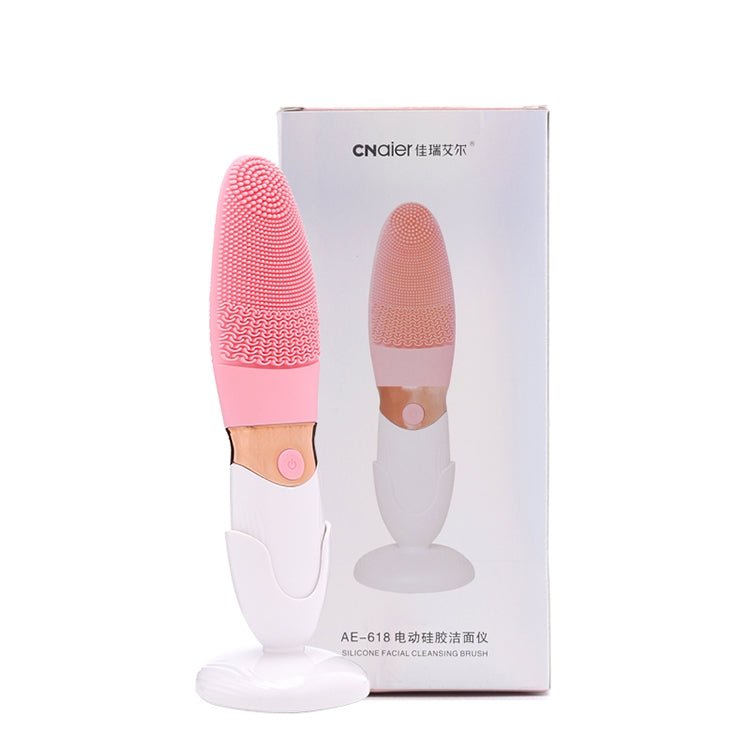 CNaier AE - 618 Battery - powered Silicone Acoustic Wave Face Skin Care Electric Facial Cleanser (Orange) - British D'sire