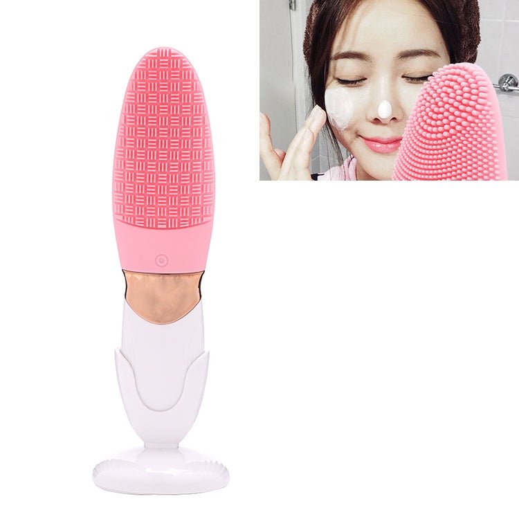 CNaier AE - 618 Battery - powered Silicone Acoustic Wave Face Skin Care Electric Facial Cleanser (Pink) - British D'sire Main image