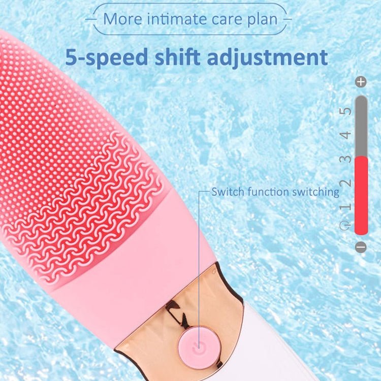 CNaier AE - 618 Battery - powered Silicone Acoustic Wave Face Skin Care Electric Facial Cleanser (Pink) - British D'sire