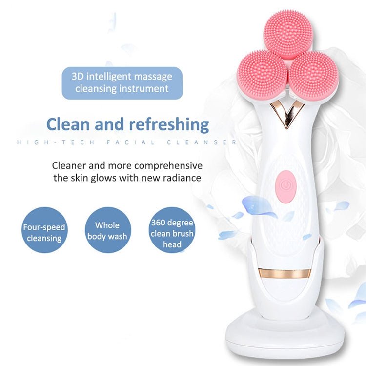 CNaier AE - 878 USB Charging Silicone Face Skin Care Electric Facial Cleanser (Pink) - British D'sire