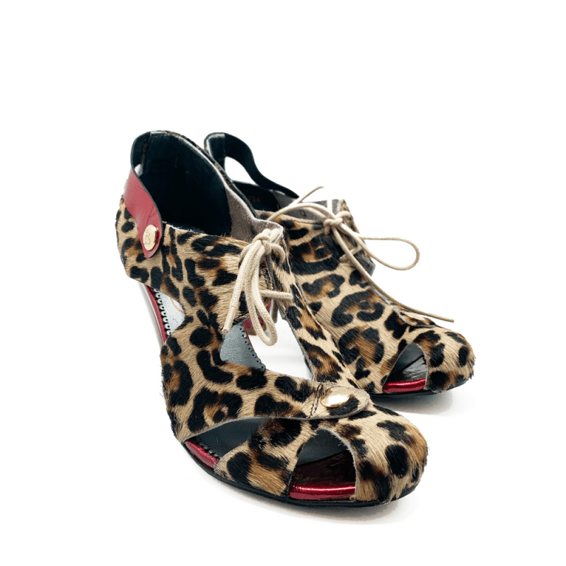 Coco-Leopard/Red heel sandal - Heel Shoe - British D'sire