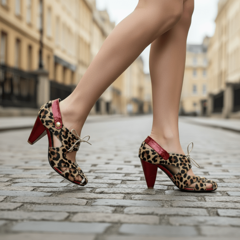 Coco-Leopard/Red heel sandal Secondary image