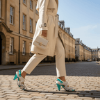 Coco - White Rainbow Blue Foil - Heel Shoe - British D'sire