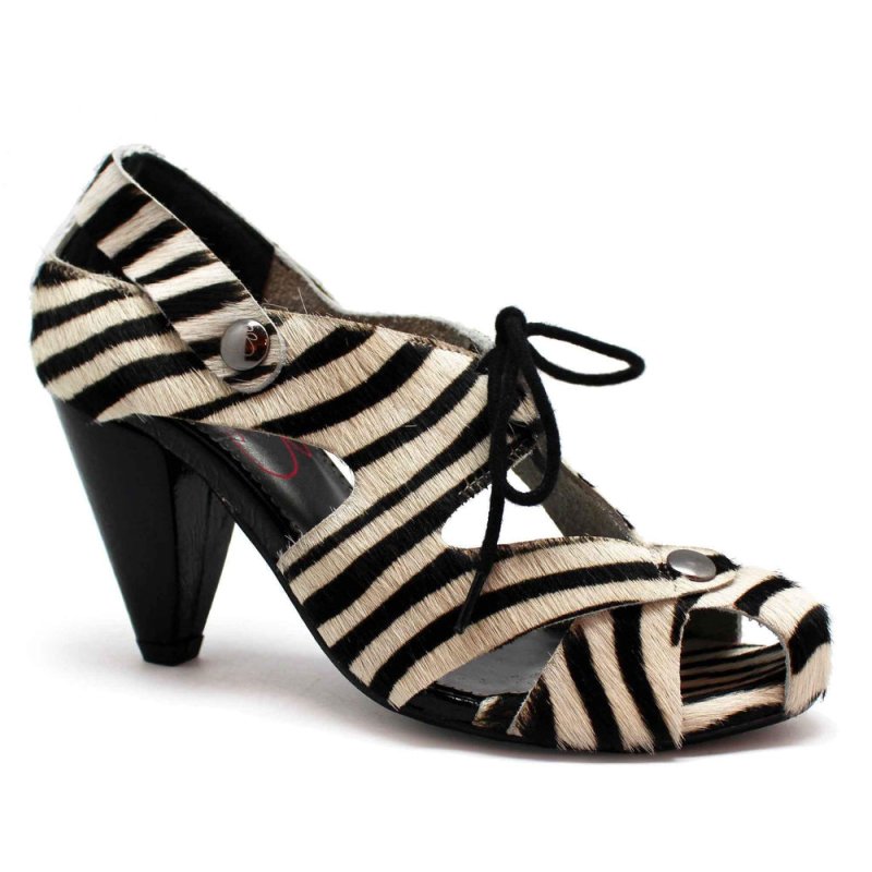 Coco - Zebra black and white sandal - Heel Shoe - British D'sire