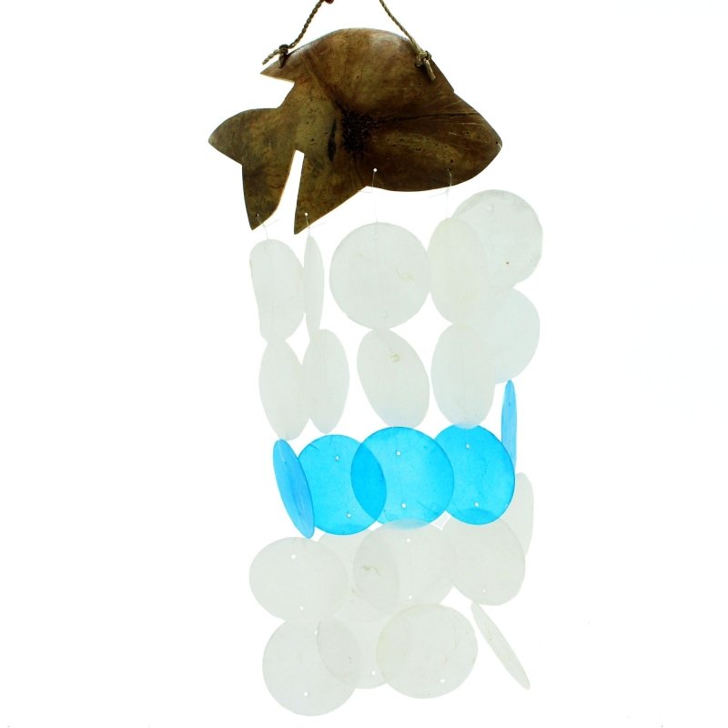 Coconut & Capiz Windchimes - Blue Dolphins - 30cm - Wind Chimes - British D'sire