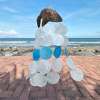 Coconut & Capiz Windchimes - Blue Dolphins - 30cm - Wind Chimes - British D'sire